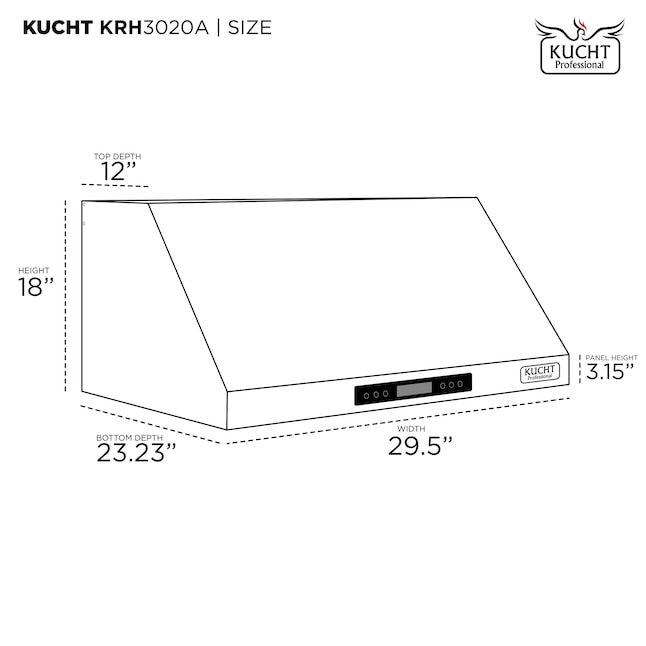 Kucht Pro Style 30 in. 900 CFM Under Cabinet Range Hood, Stainless Steel KRH3020A - image 5