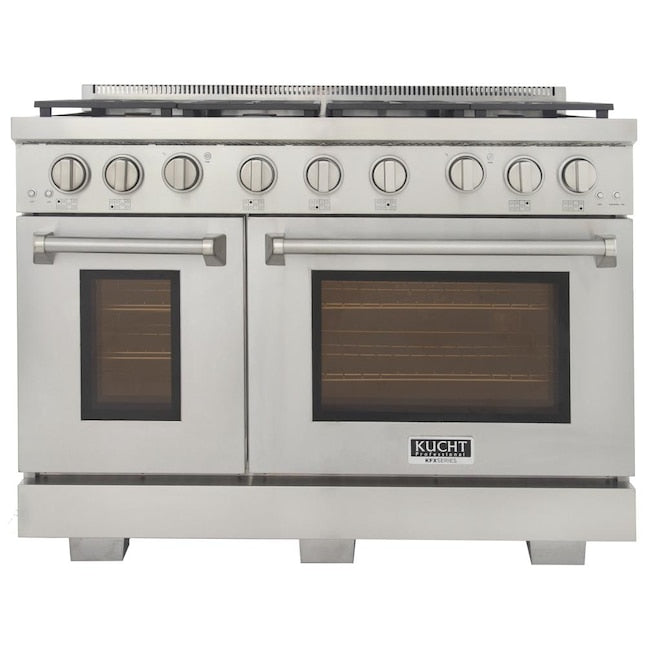 Kucht Professional 48 in. 6.7 cu. ft. Natural Gas Range with Sealed Burners, Grill / Griddle and Two Ovens - One Convection - in Stainless Steel KFX480 - image 1