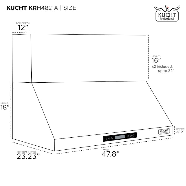 Kucht Professional 48 in. Wall Mounted Range Hood 1,200 CFM KRH4821A - image 7