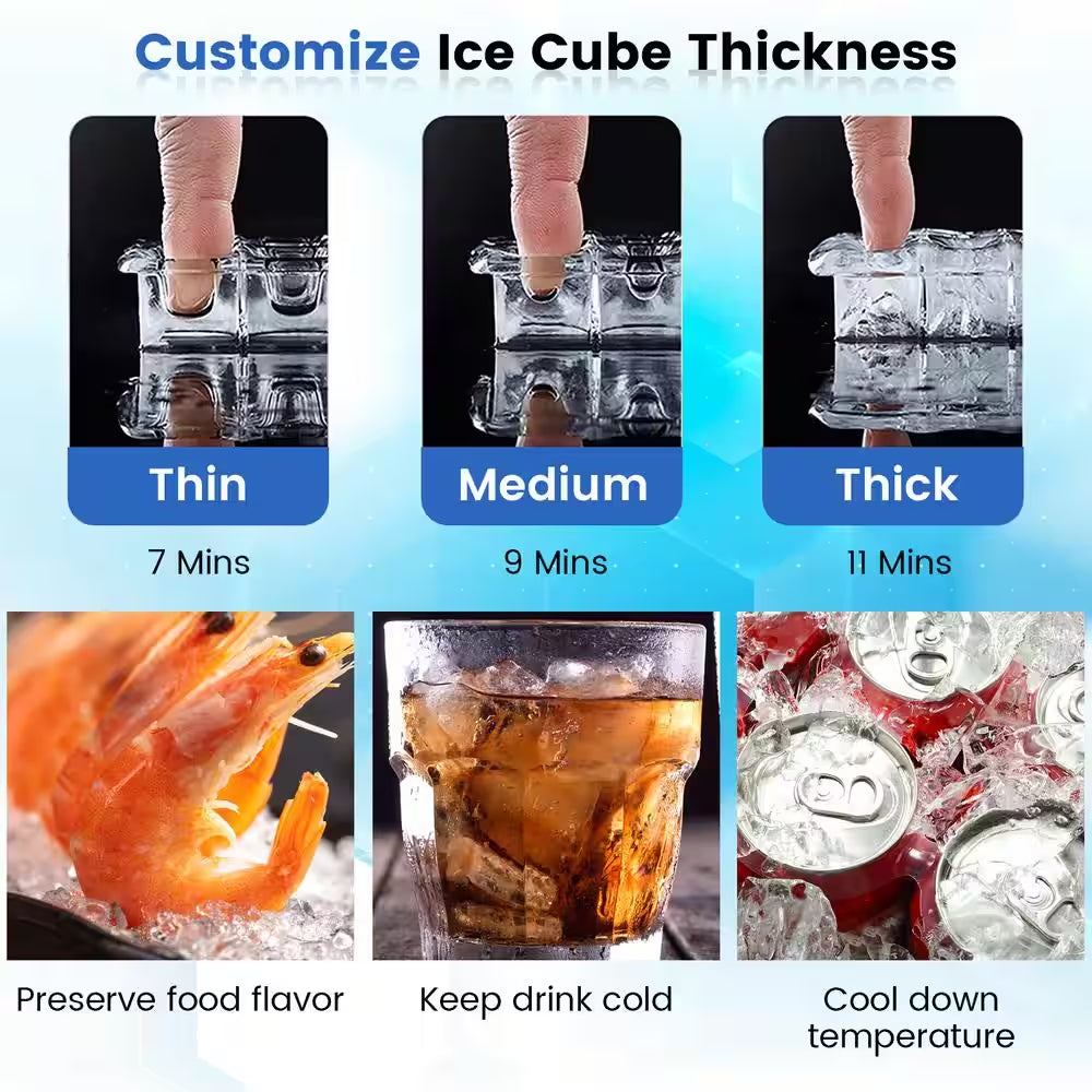 15 In. 80 Lb. Built-In Ice Maker Free-Standing/Under Counter Machine in Silver