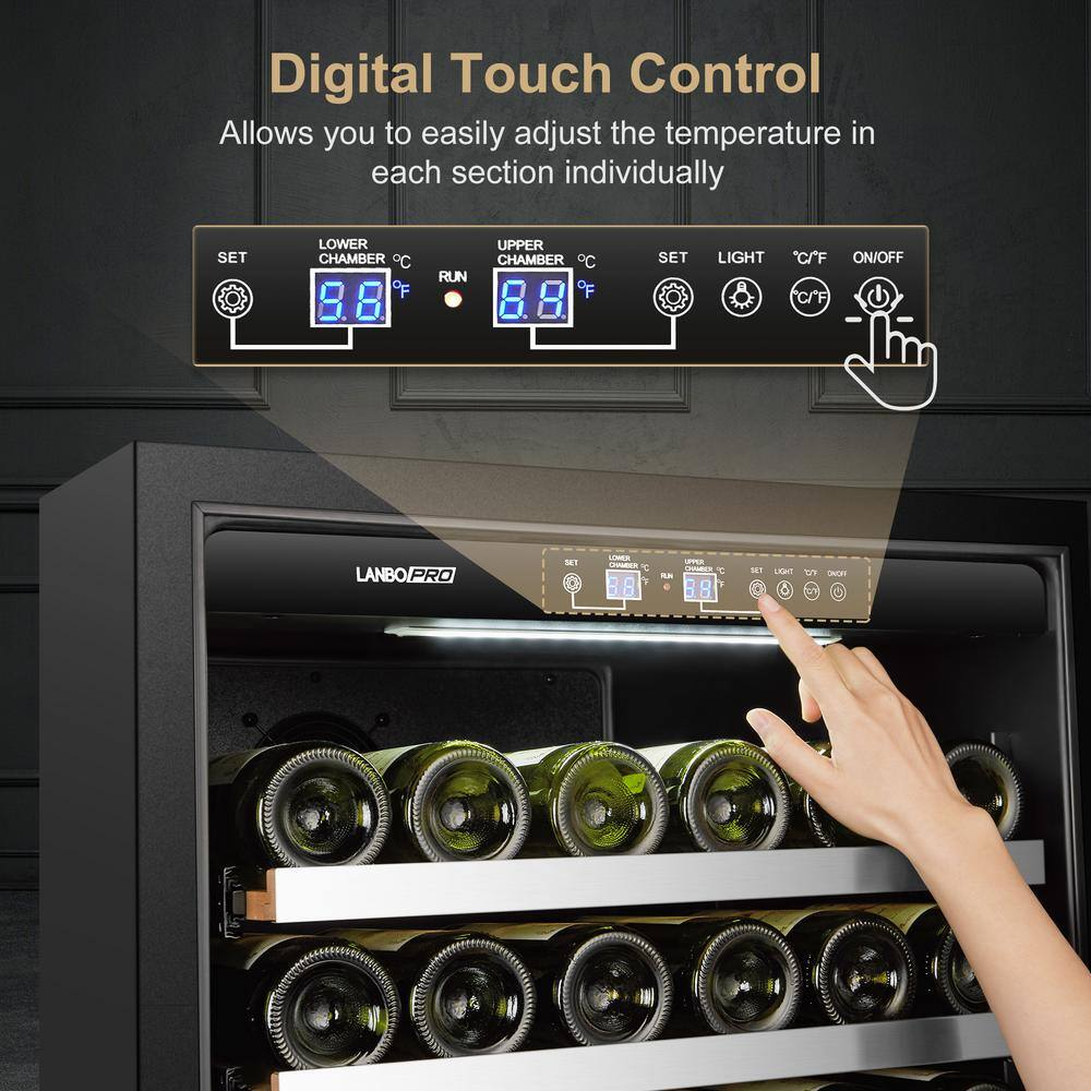 153 Bottle Seamless Stainless Steel Dual Zone Wine Refrigerator
