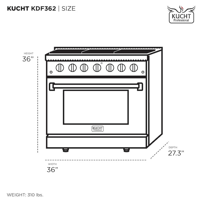Kucht Professional 36 in. 5.2 cu. ft. Dual Fuel Range KDF362 - image 13