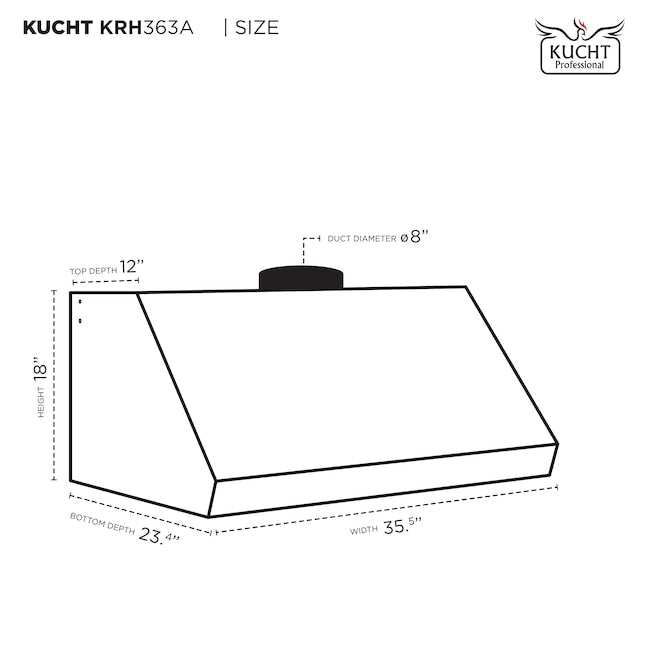 Kucht Professional 36 in. Wall Mounted Range Hood 900CFM KRH363A - image 10