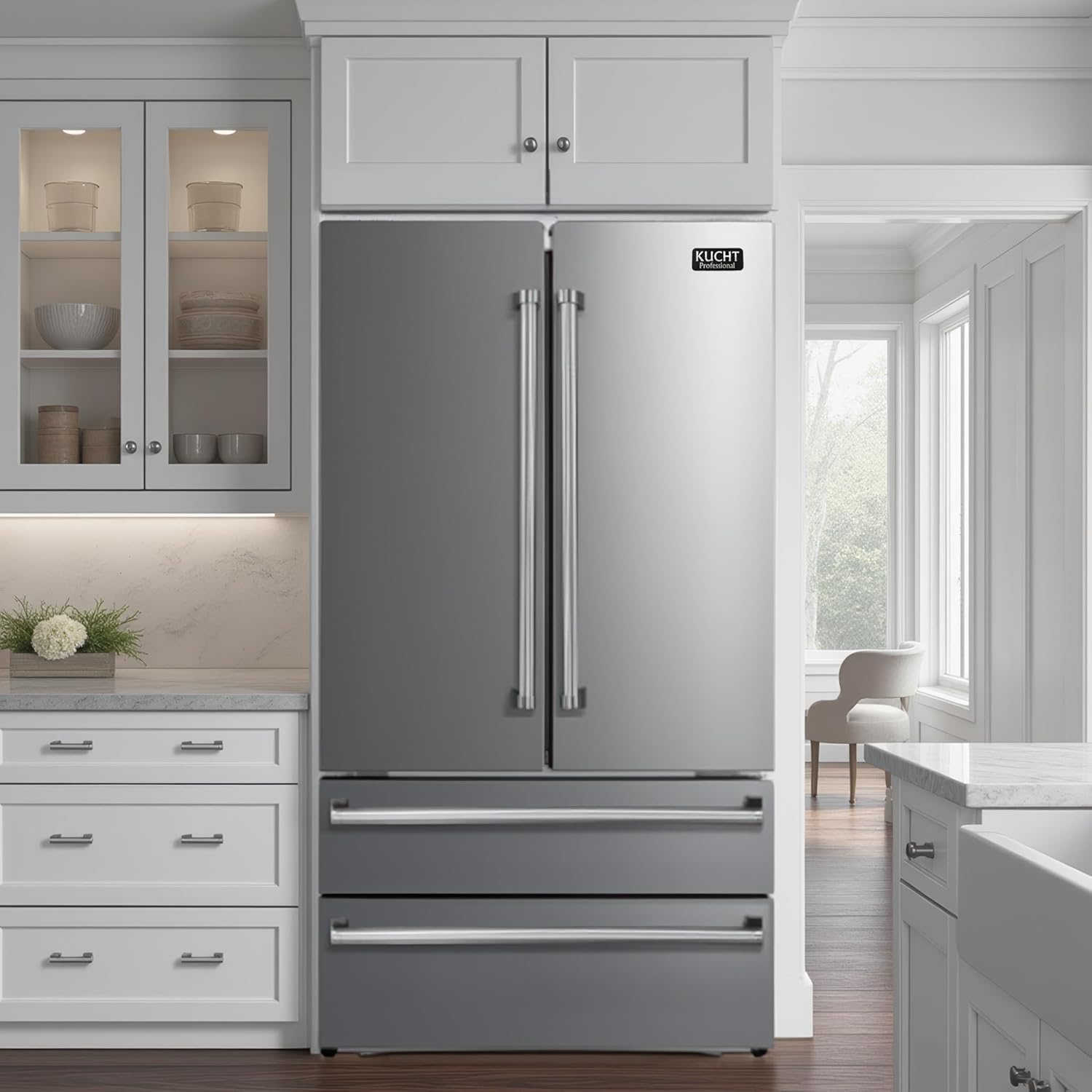 Kucht Professional 36 in. 22.5 cu. ft. Counter Depth Freestanding French Door Refrigerator KR700I - image 3