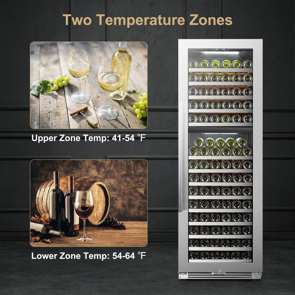 153 Bottle Seamless Stainless Steel Dual Zone Wine Refrigerator