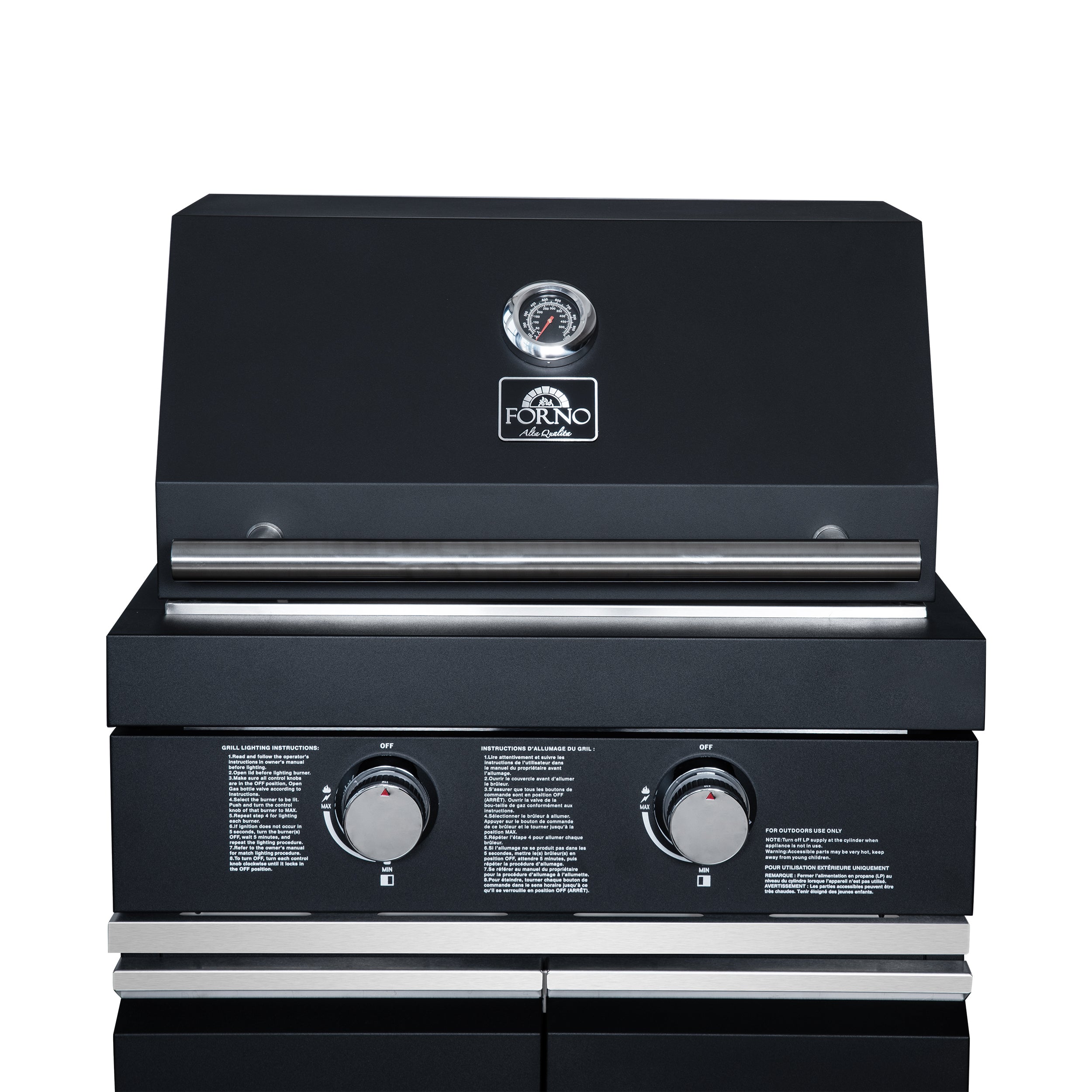 Forno All’Aperto 99,600 BTU Outdoor Kitchen, 5 Burners, Infrared Burners, Side Burner, Black Sintered Stone Countertops, Gas Pizza Oven, Sink Module, Bar & Beverage Center