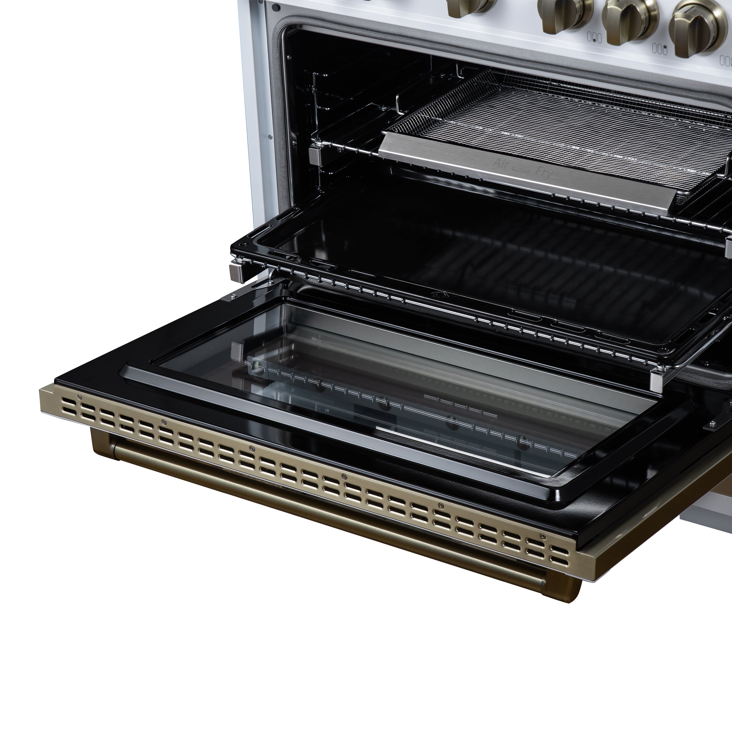 Valente 36" Dual Fuel Range in White, 6 Sealed Burners, 71 000 BTU Cooktop Output , 5.2 Cu.Ft. convection Oven, Telescopic Racks