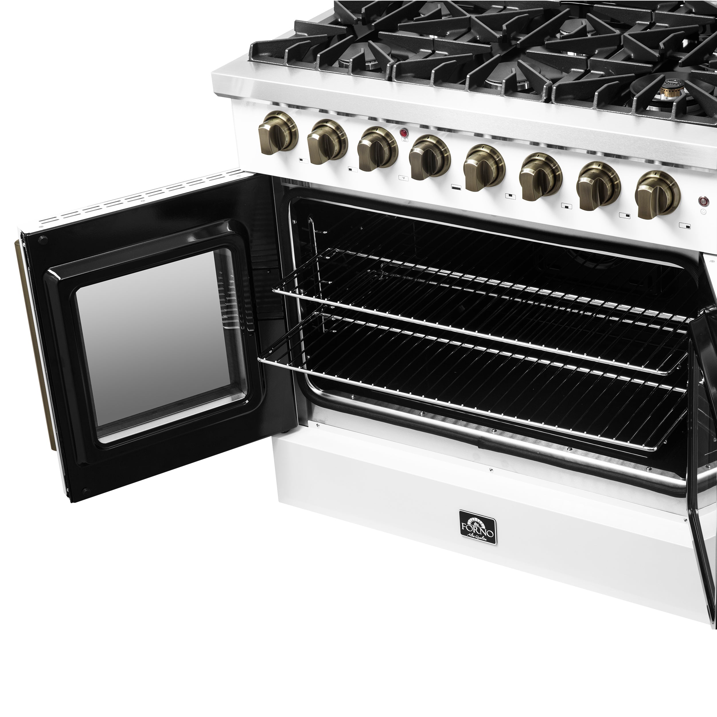 Forno Galiano 36-inch Freestanding French Door Dual Fuel Range White