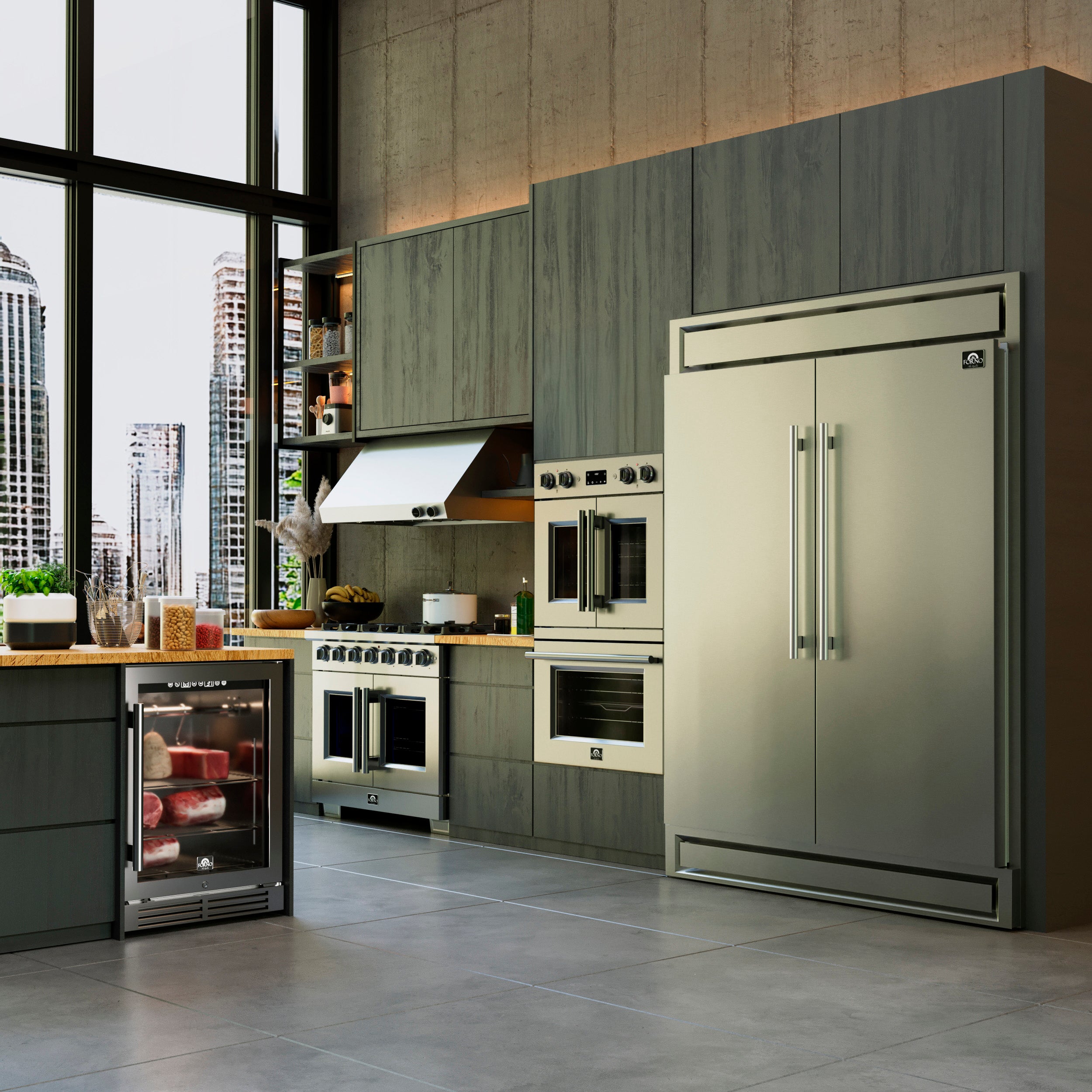 Forno Gallico 30-Inch Electric French Door Double Oven, Stainless Steel, Convection Cooking, Touch Control Panel, Self-Cleaning Function