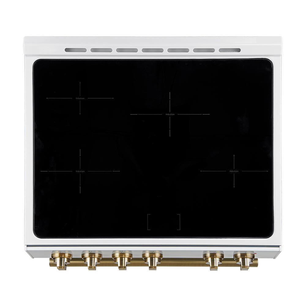 FORNO Premium 2 Pieces Kitchen Bundle - Forno Leonardo Espresso 30-Inch Slide-In White Induction Range,  Forno Gallipoli Espresso 30-Inch White French Door Refrigerator - FBDL-014-10CAUS
