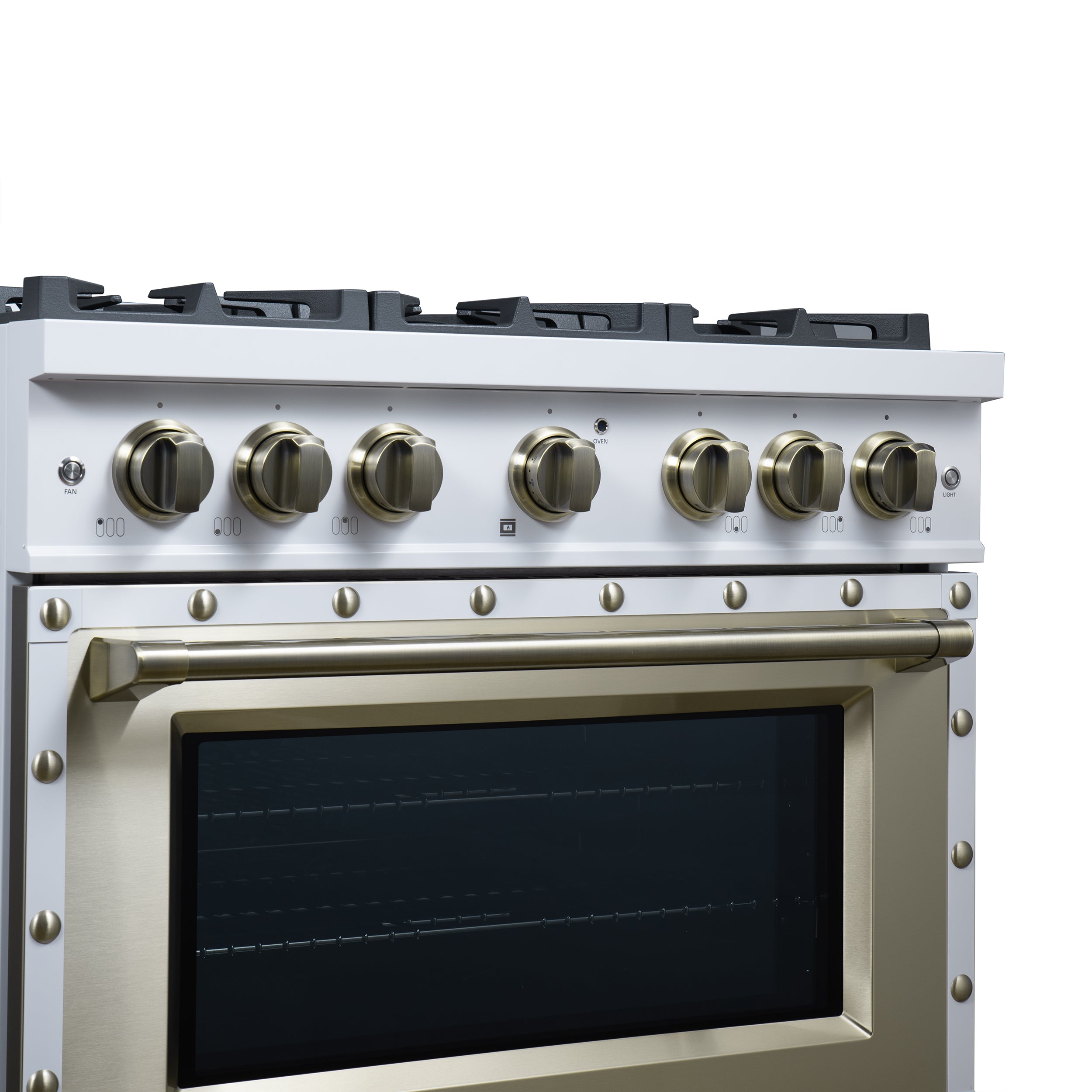 Valente 36" Gas Range in White, 6 Sealed Burnes, 71 000 BTU Cooktop Output , 5.2 Cu.Ft. convection Oven, Telescopic Racks