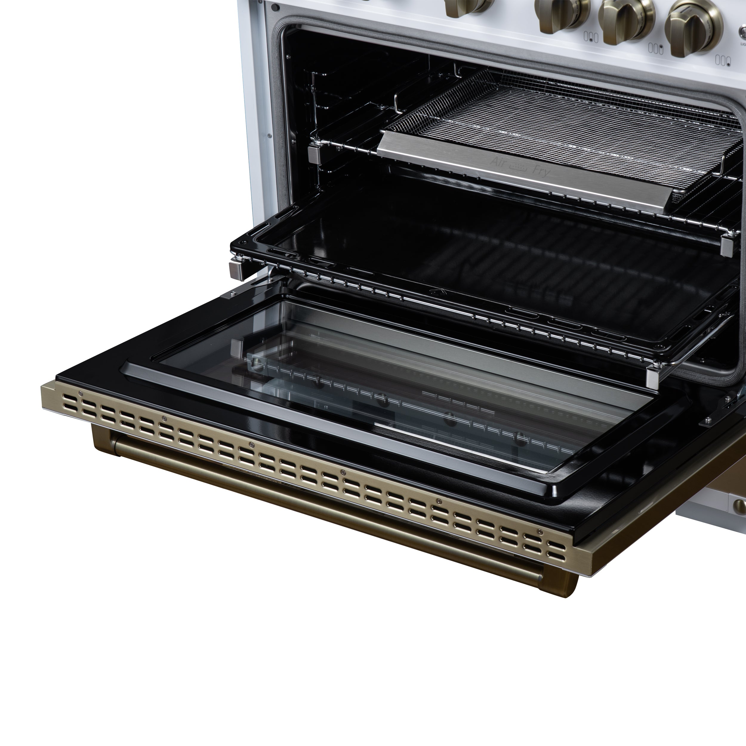 Valente 36" Gas Range in White, 6 Sealed Burnes, 71 000 BTU Cooktop Output , 5.2 Cu.Ft. convection Oven, Telescopic Racks