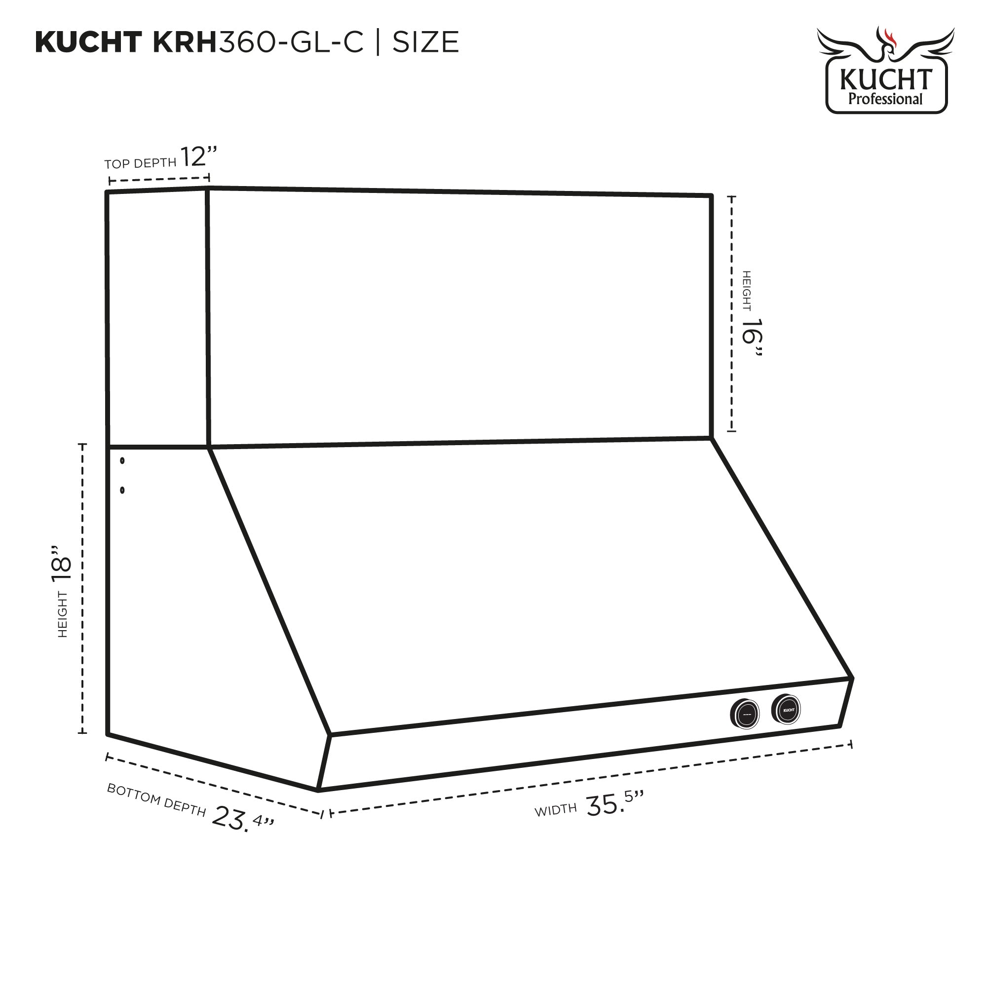 Kucht Pro Style 36 in. 900 CFM Under Cabinet Range Hood, Stainless Steel, Digital Controls KRH360 - image 7