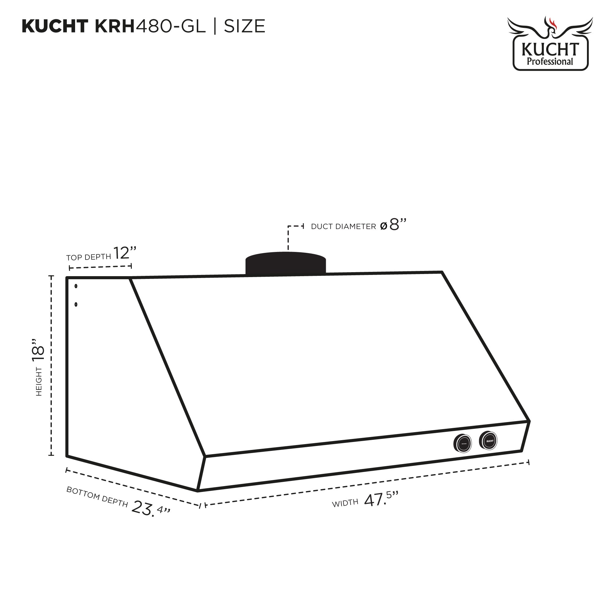 Kucht 48 in. 1200 CFM Ducted Wall Mount Range Hood KRH480-C - image 7