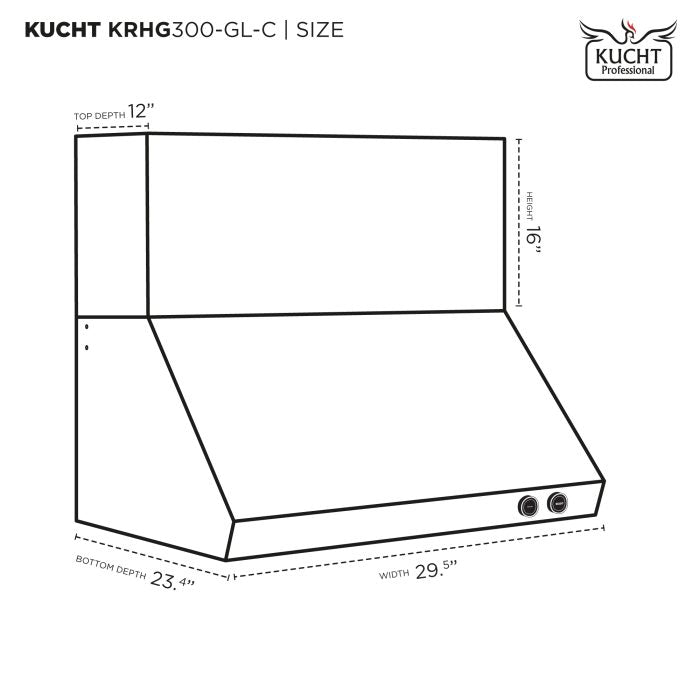 Kucht 30 in. 900 CFM Ducted Wall Mount Range Hood in Titanium Stainless Steel KRHG300-C
