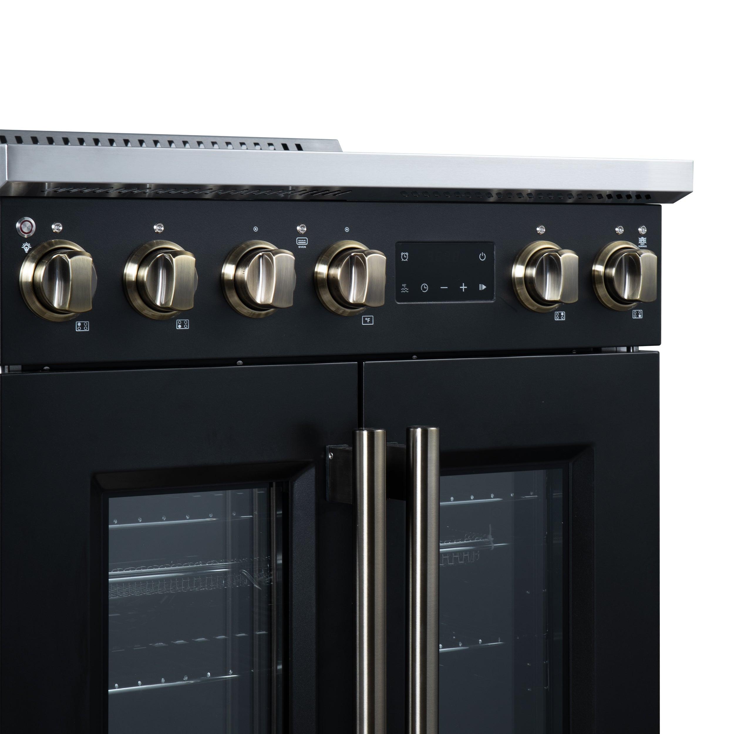 Torino French Door 30 Inch Induction Range with Air Fryer, Air Sous Vide & True Convection, Dual Broiler, Black