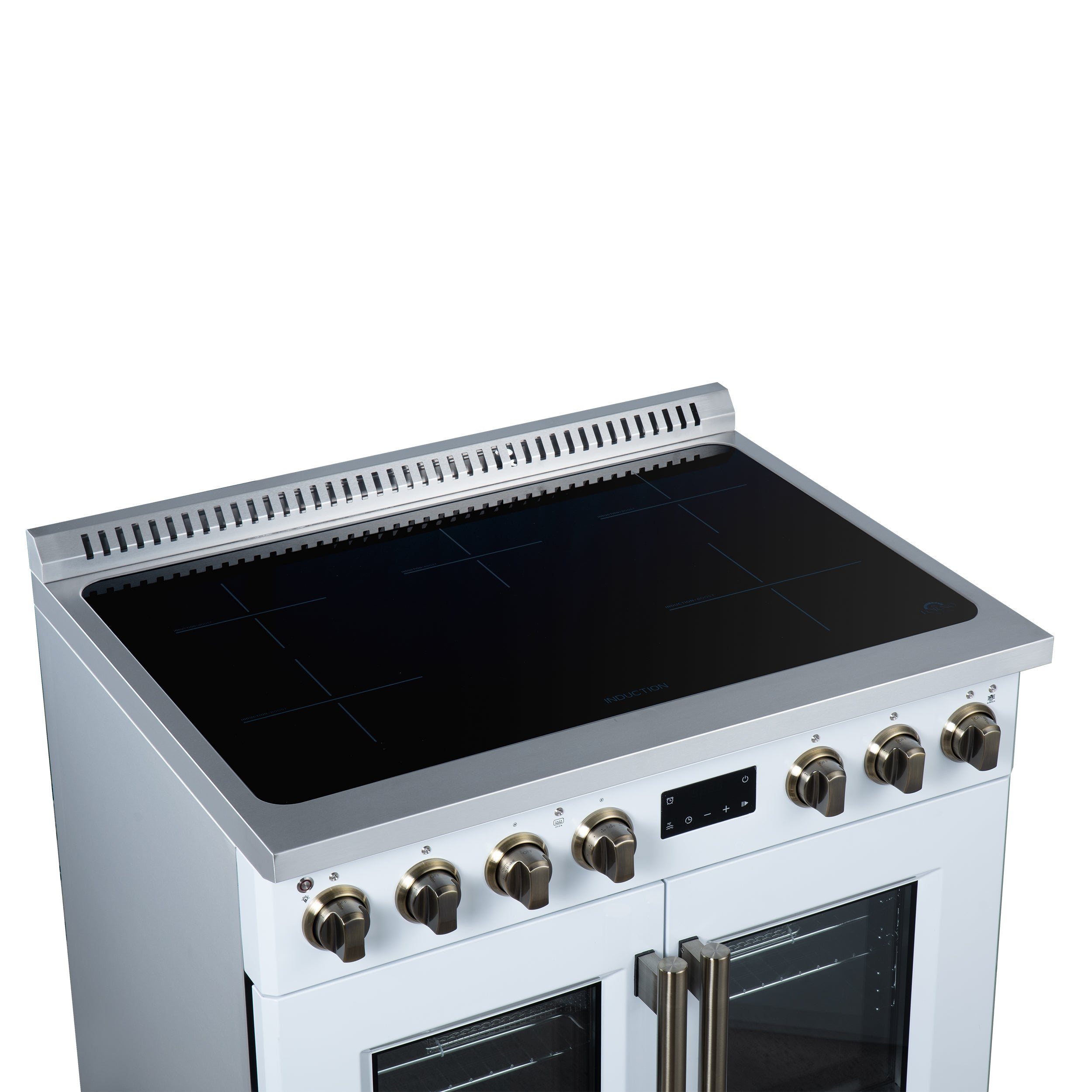 Torino French Door 36 Inch Induction Range with Air Fryer, Air Sous Vide & True Convection, Dual Broiler, White