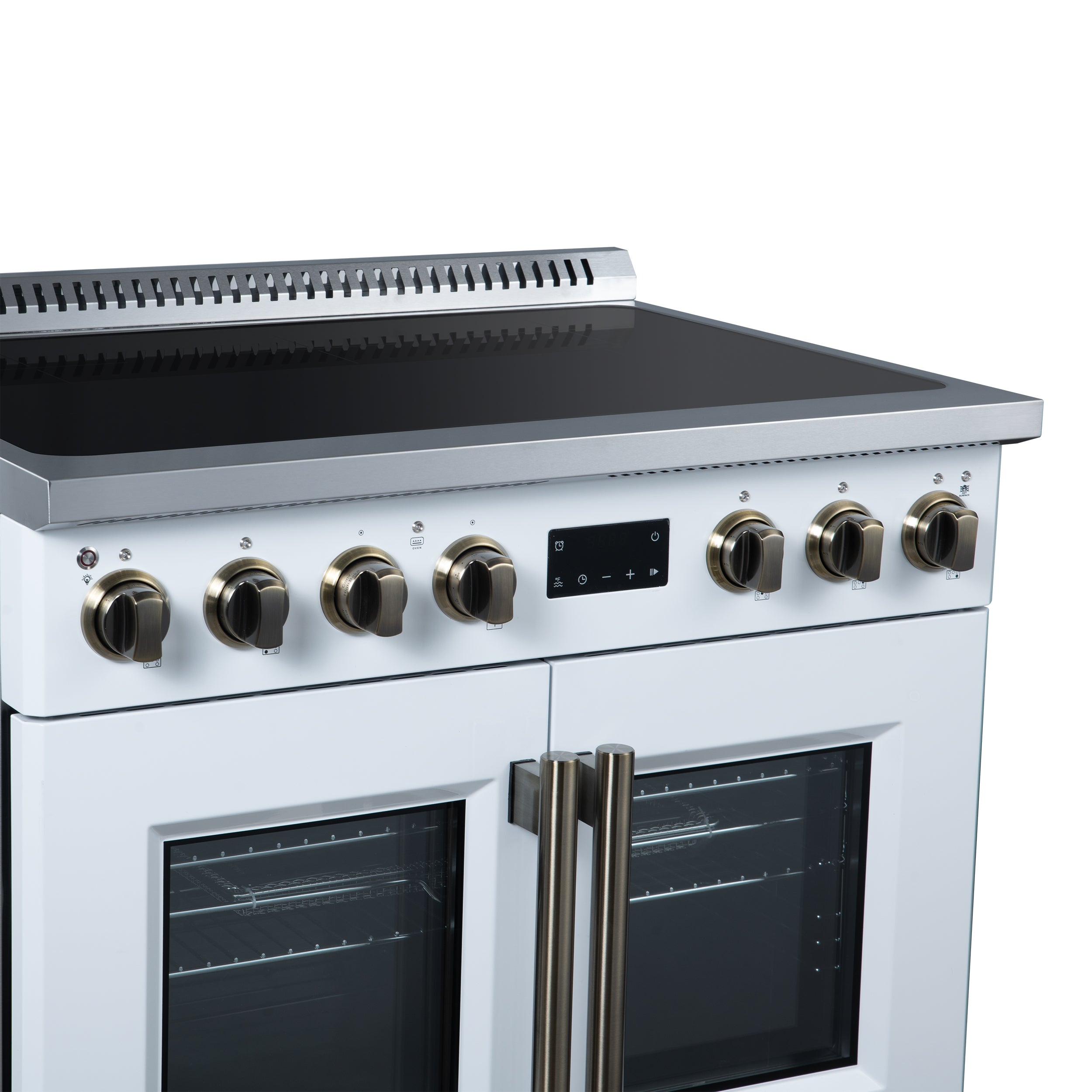 Torino French Door 36 Inch Induction Range with Air Fryer, Air Sous Vide & True Convection, Dual Broiler, White