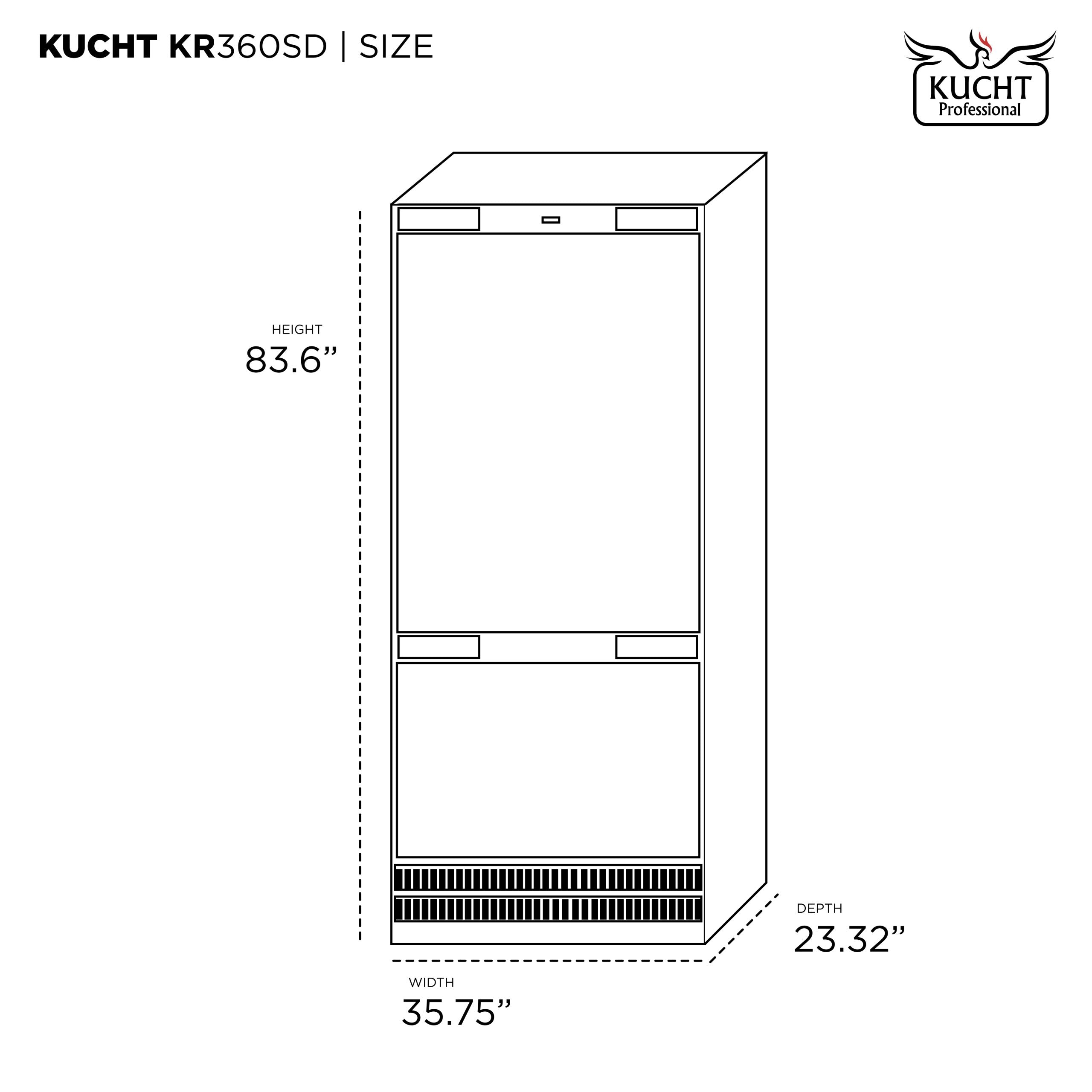 Kucht 36 in. 19.8 cu ft. Built-In Bottom Freezer Refrigerator in Custom Panel Ready KR360SD - image 4