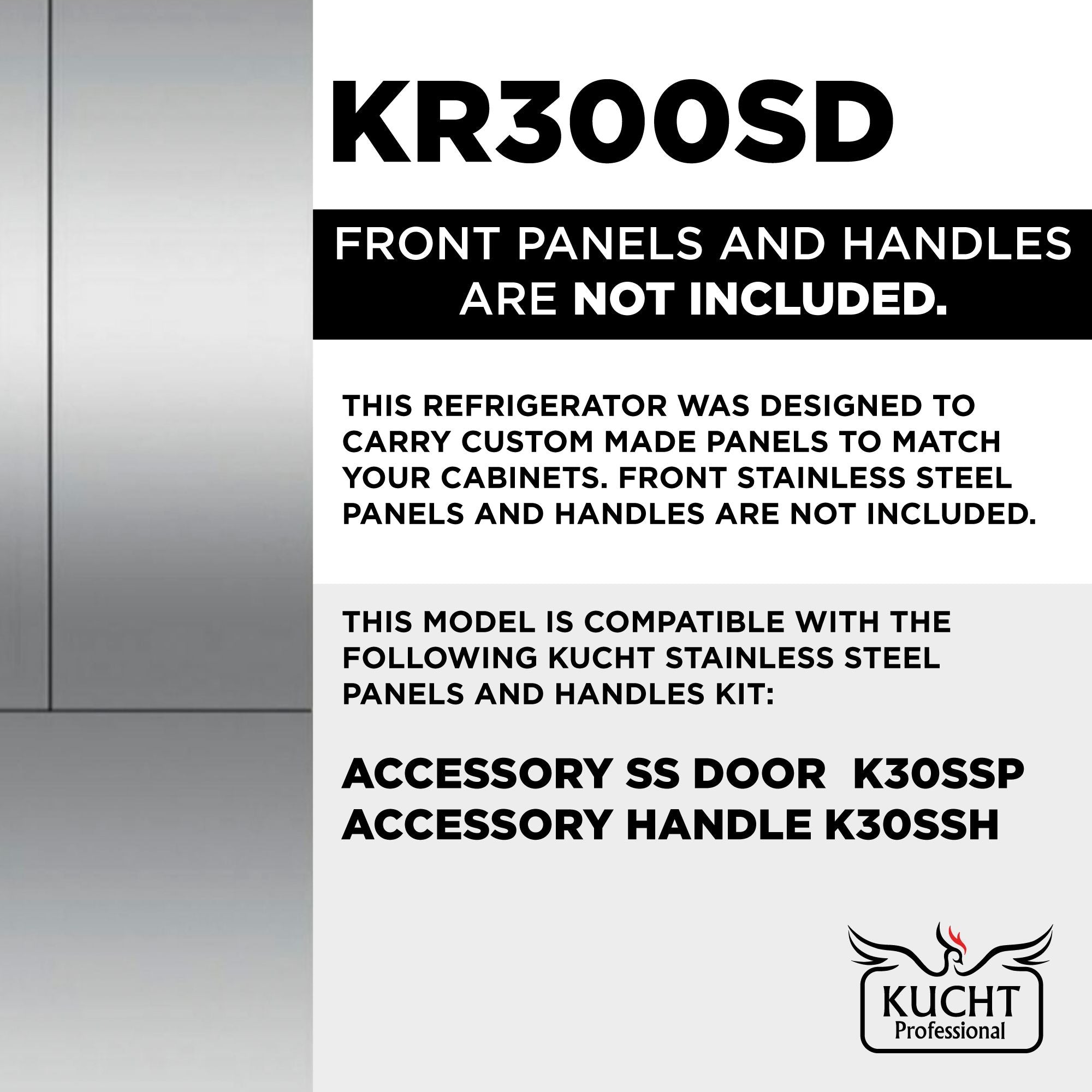 Kucht 30 in. 16 cu. ft. Built-In Bottom Freezer Refrigerator in Custom Panel Ready KR300SD - image 3