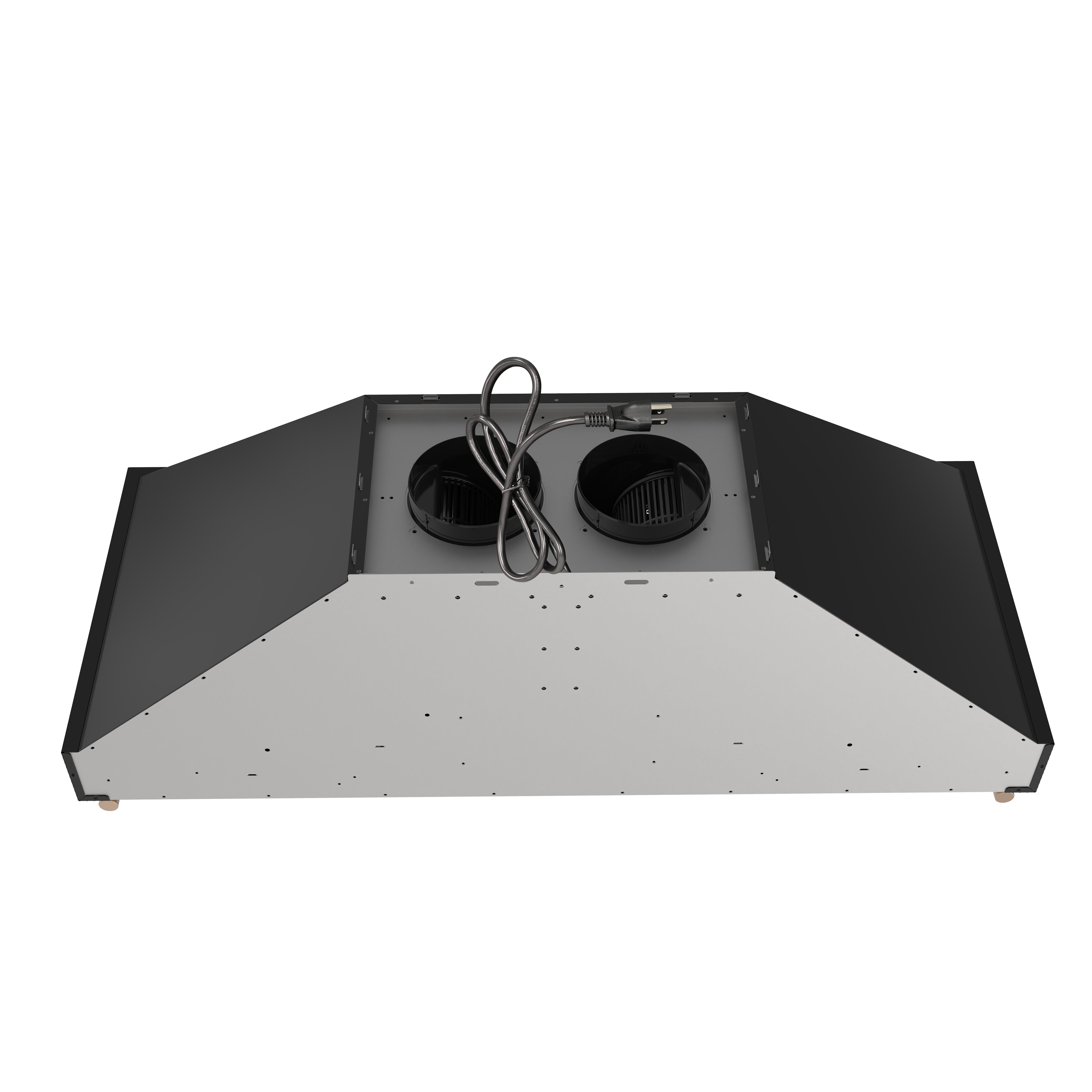 Forno Venezia 48 Inch Wall-Mounted Range Hood in Black with Antique Brass Accessories, Touch Controls and Baffle Filters