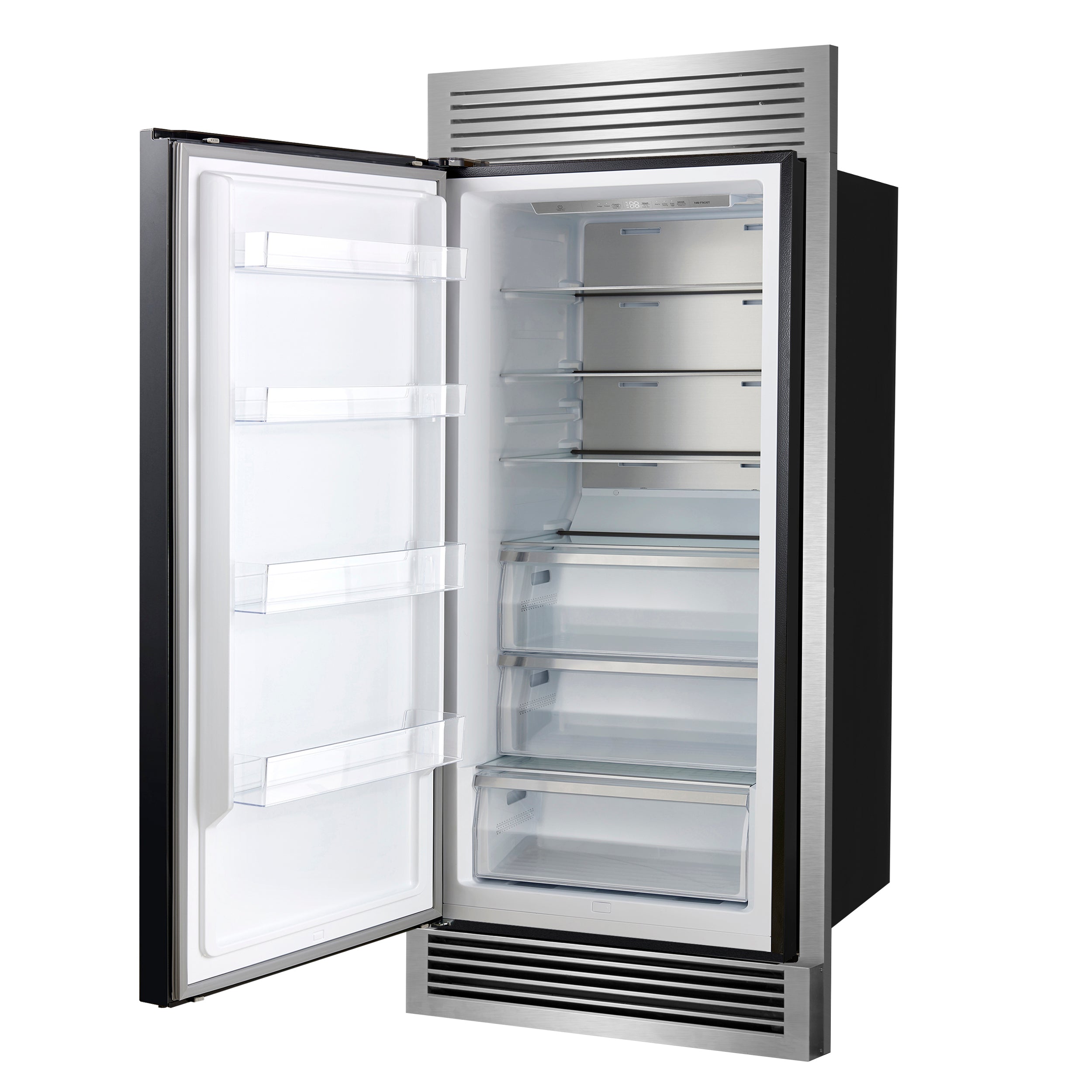 Forno Maderno 28" Built-In Convertible Refrigerator in Black, 13.6 cu.ft. Left Swing with Decorative Grill - 32" Wide