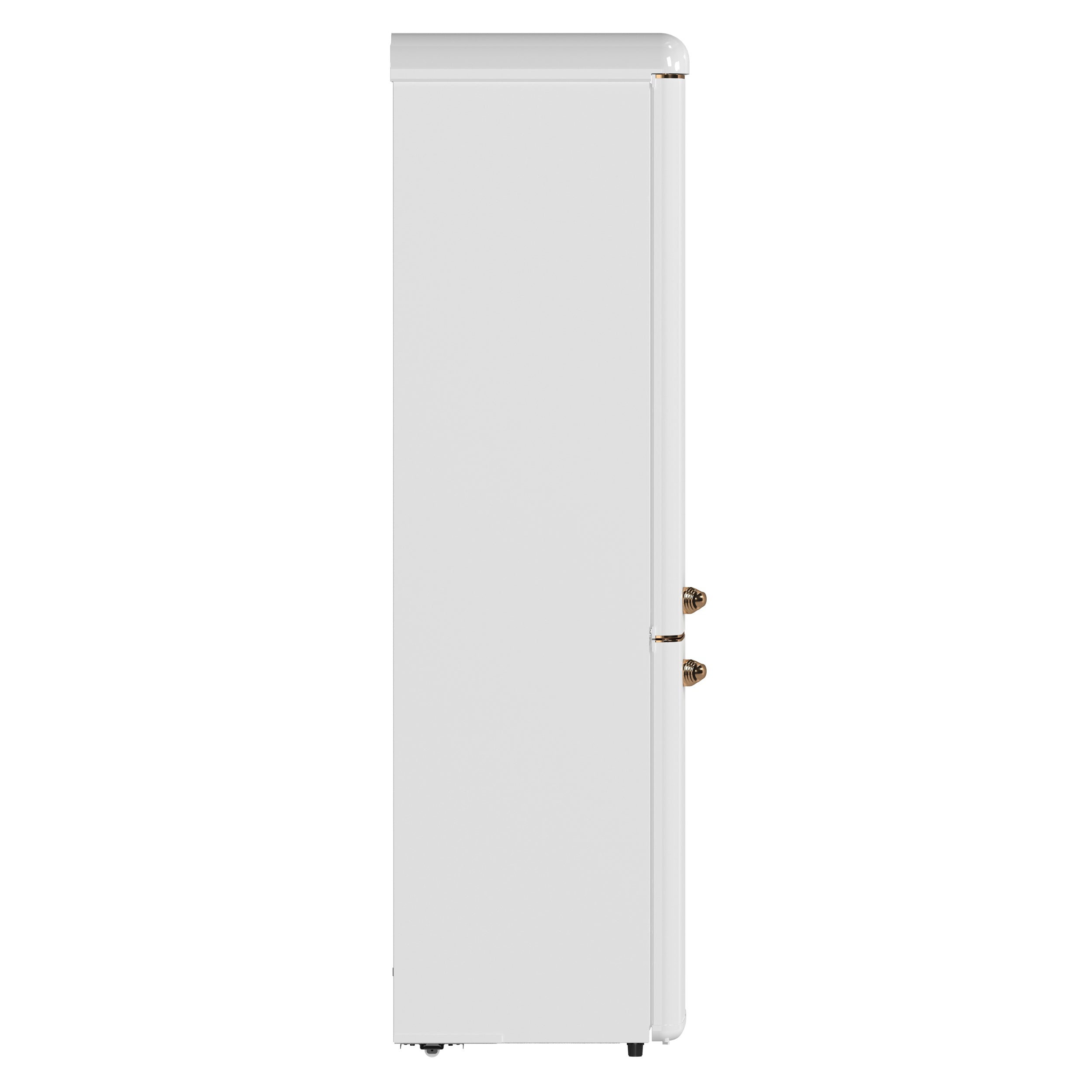 Forno Storico 22-Inch Retro bottom freezer Fridge in White, 9 cu.ft, copper-tone handle