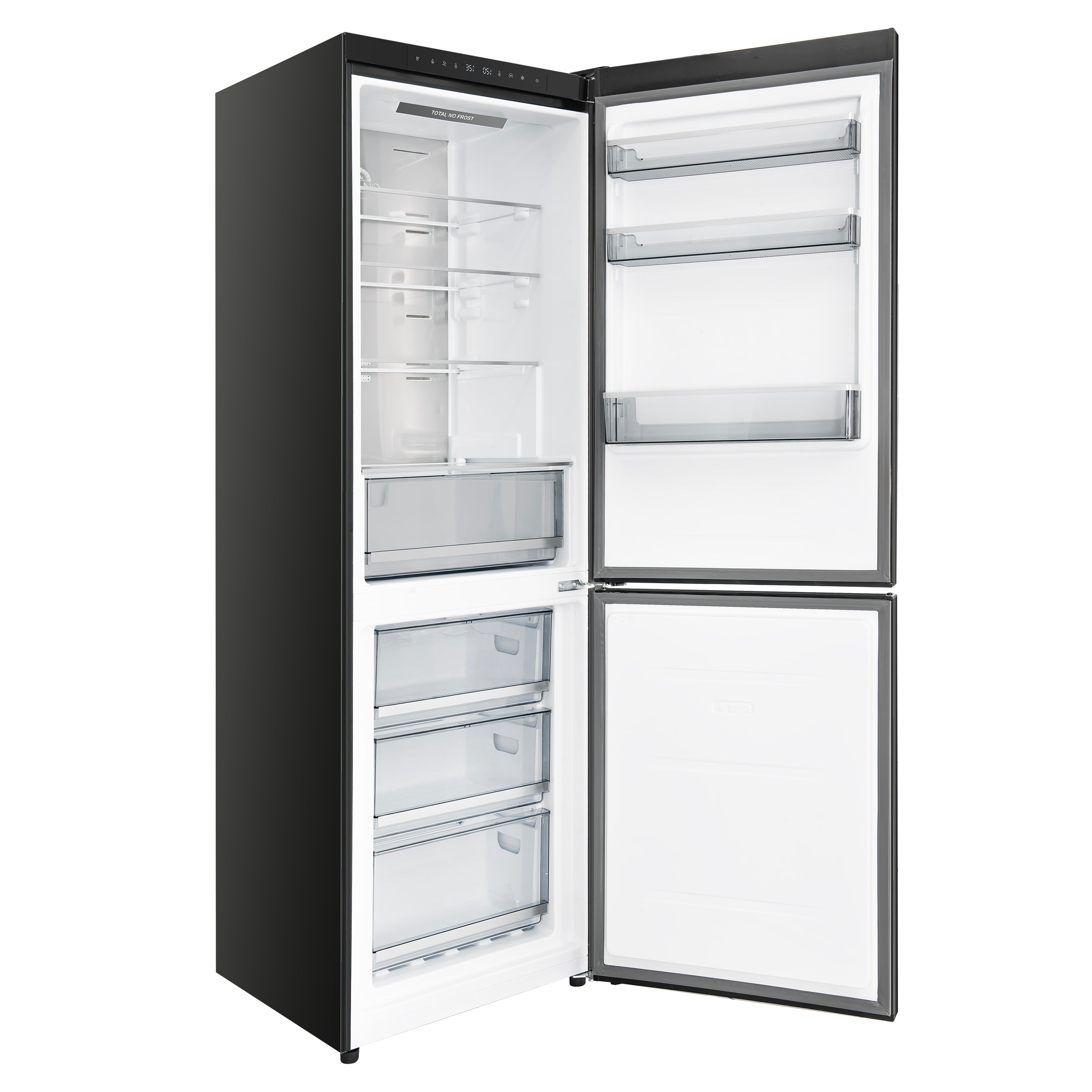 Custodia 24" Bottom Freezer, 10.3 cf., Right Swing, Total No frost, Black, Antique Brass handles