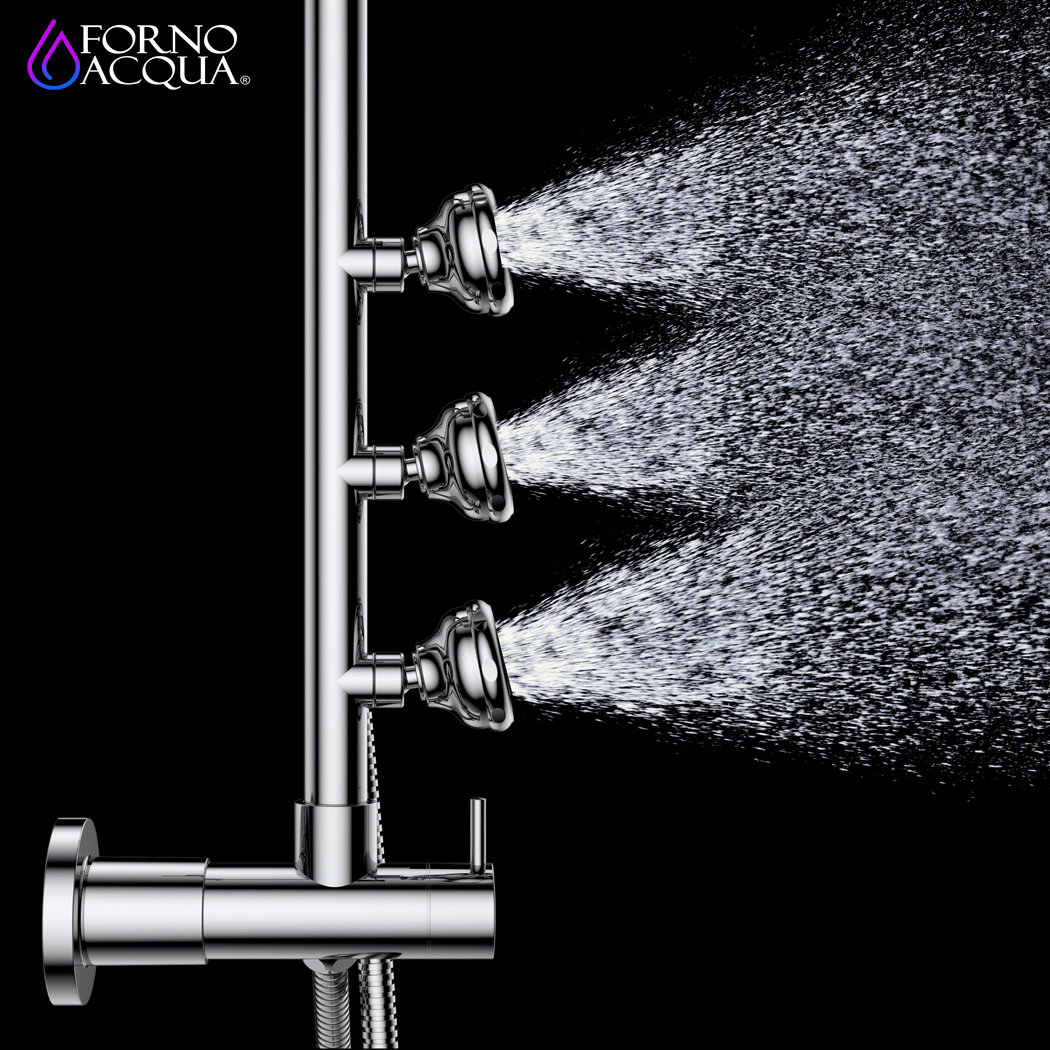 Forno Acqua AcquaSPA Retrofit Shower, Overhead Rainfall, 8 Inch Shower Head, Handheld Shower Head, Body Jets, 6 Way Diverter, Matte Black Finish, 1.8 GPM Flow Rate