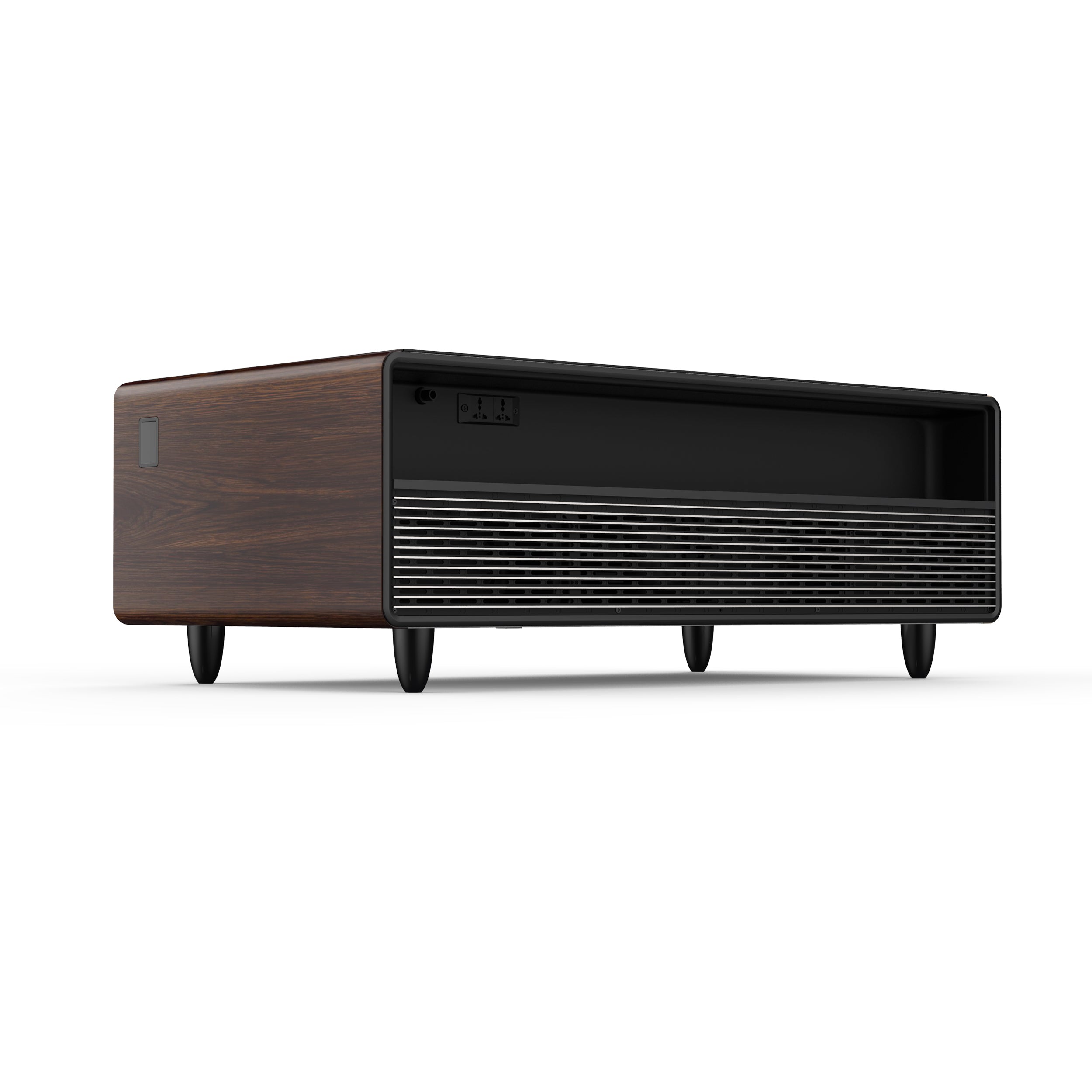 Forno Evoluto Tavolo 51-Inch Smart Coffee Table with Wood-Accent Sides – Dual Cooling Zones, Wireless Charging Pad & Built-In Bluetooth Speakers