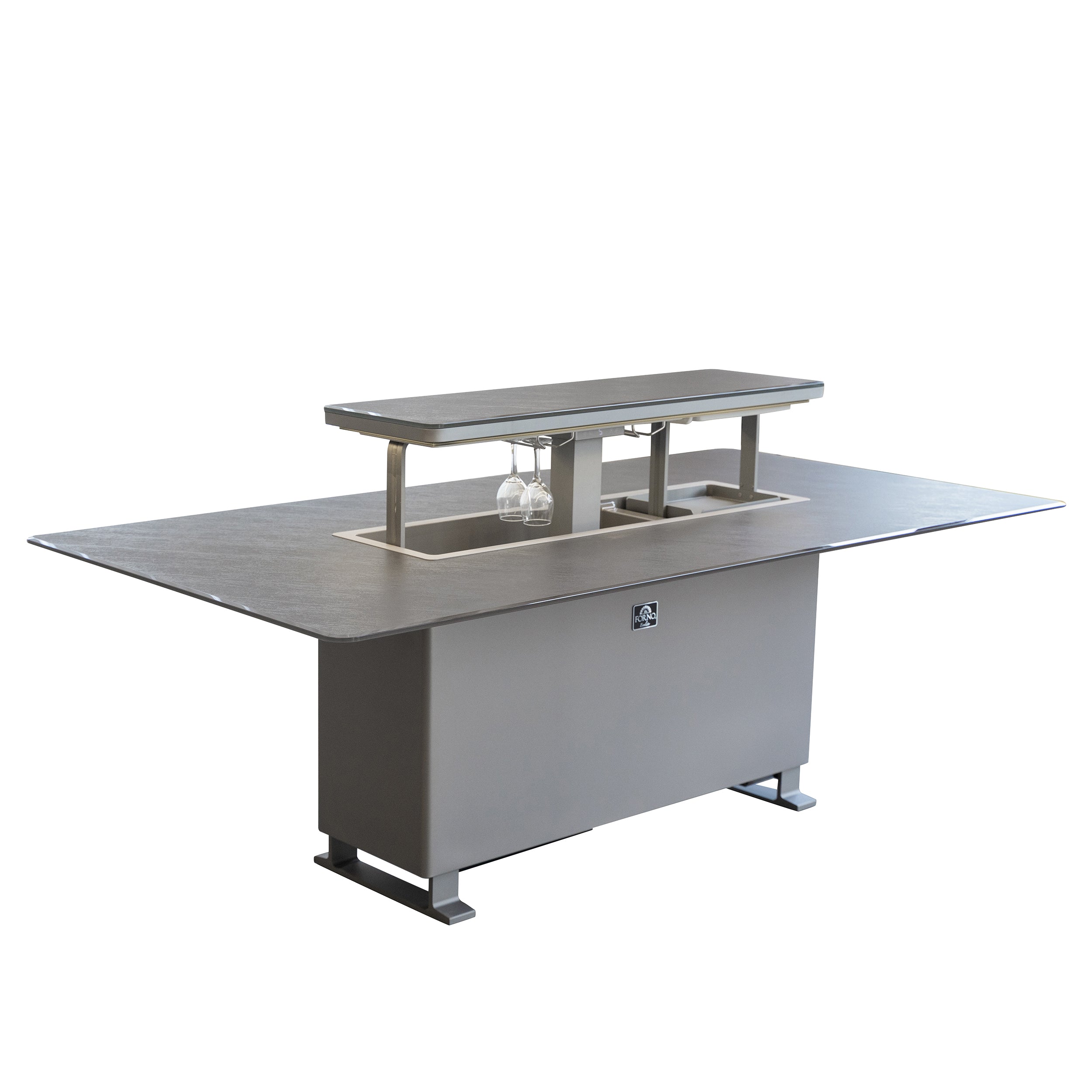 Cinetico Smart Dining Table, Sandstone Black, 5.3 cu.ft fridge and freezer with Bluetooth control