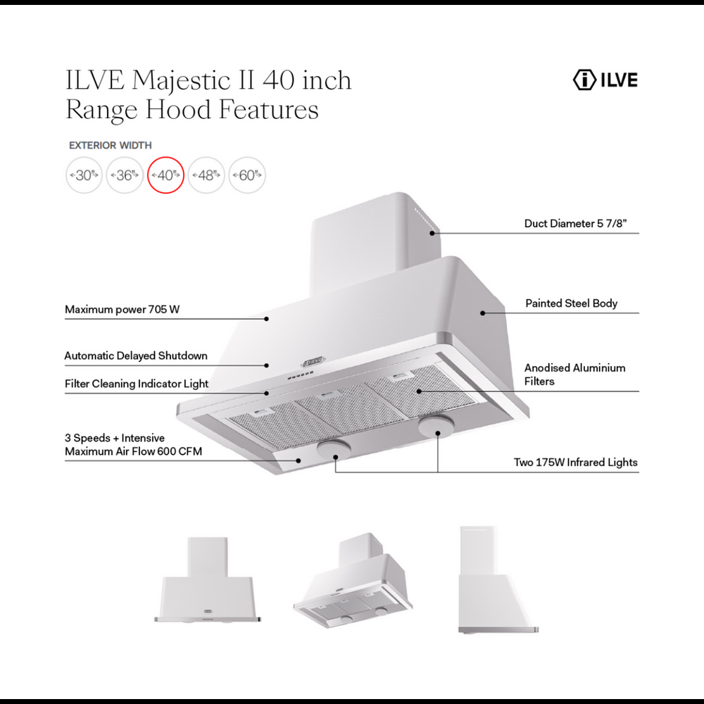ILVE Majestic II 40 inch Range Hood with 600 CFM - image 10
