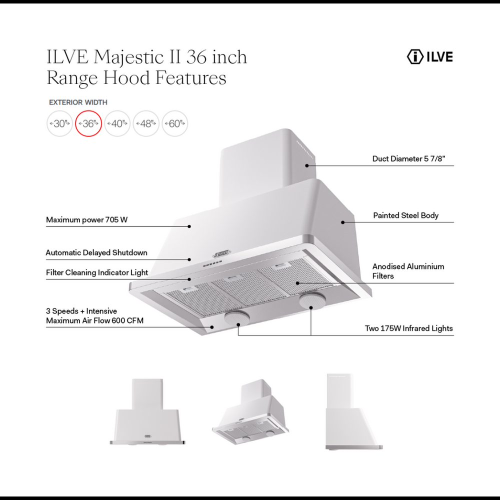 ILVE Majestic II 36 inch Range Hood with 600 CFM - image 10