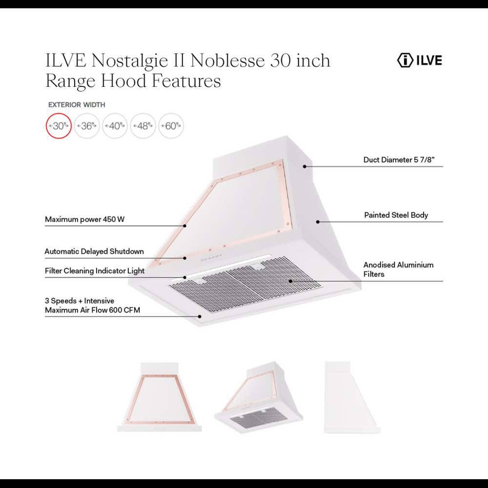 ILVE Nostalgie II Noblesse 30 inch Range Hood with 600 CFM - image 37