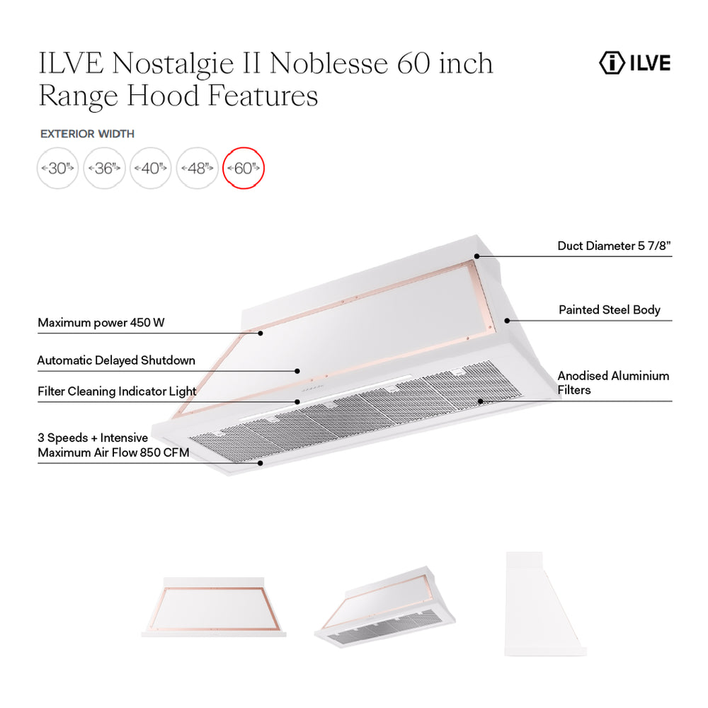 ILVE Nostalgie II Noblesse 60 inch Range Hood with 600 CFM - image 37