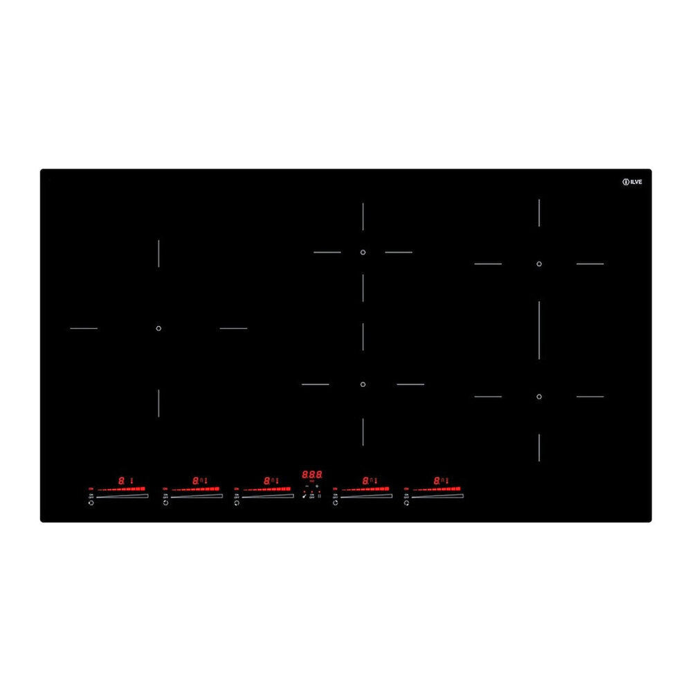 ILVE Professional Plus II 36 inch Built-In Induction Cooktop with 5 Element Zones in Glossy Black - UHCI36TCRPBK