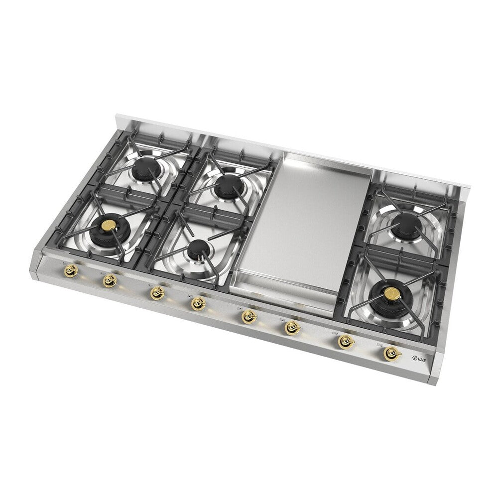 ILVE Nostalgie II 48 inch Gas Cooktop with 8 Burners, Griddle, in Stainless Steel - image 9