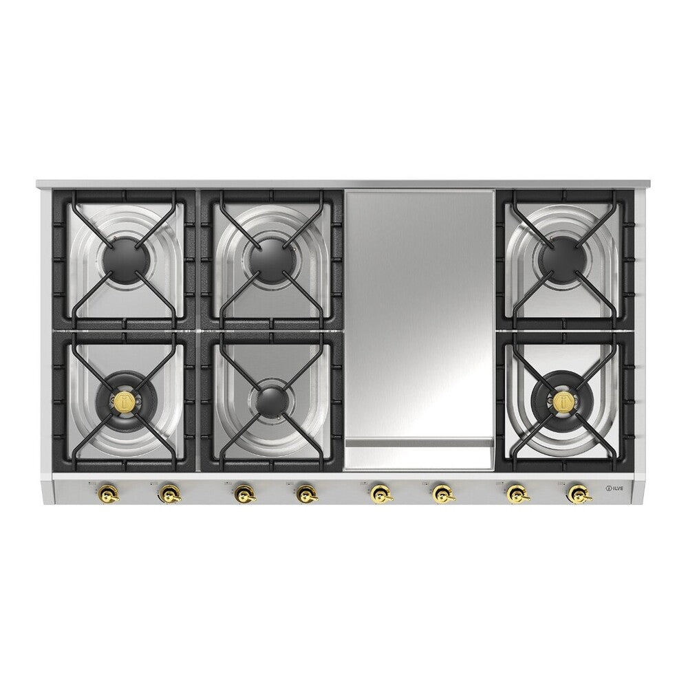 ILVE Nostalgie II 48 inch Gas Cooktop with 8 Burners, Griddle, in Stainless Steel - image 10