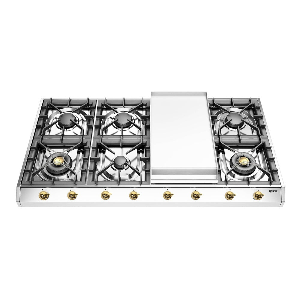 ILVE Nostalgie II 48 inch Gas Cooktop with 8 Burners, Griddle, in Stainless Steel - image 3