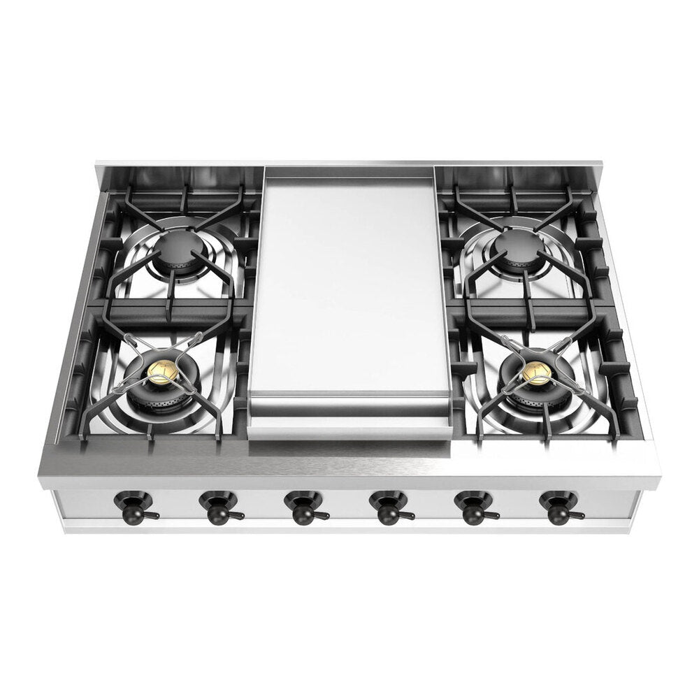 ILVE Nostalgie II 36 inch Built-In Gas Rangetop with 6 Burners and Griddle, in Stainless Steel - image 2