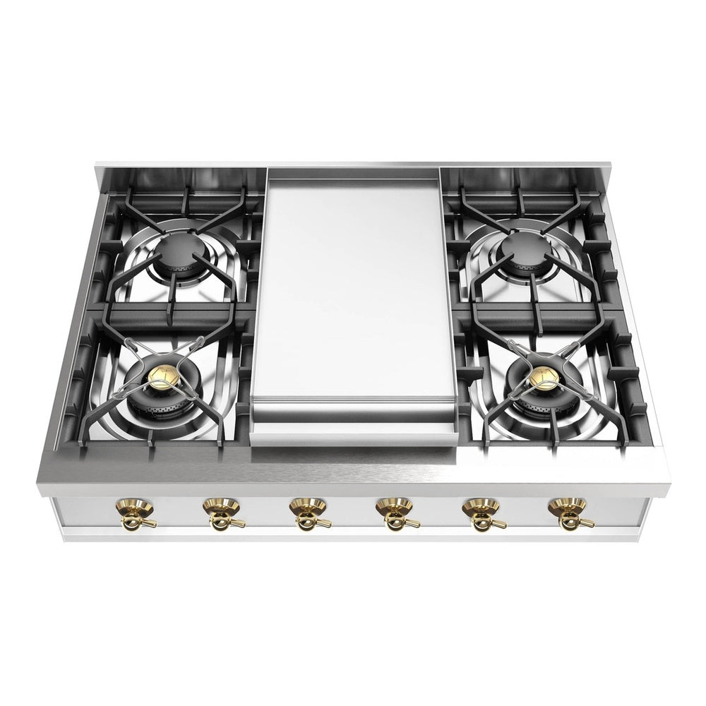 ILVE Nostalgie II 36 inch Built-In Gas Rangetop with 6 Burners and Griddle, in Stainless Steel - image 4