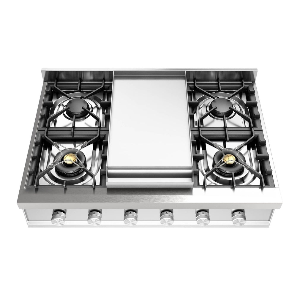 ILVE Professional Plus II 36 inch Built-In Gas Rangetop with Griddle, in Stainless Steel - UHCP36FSS