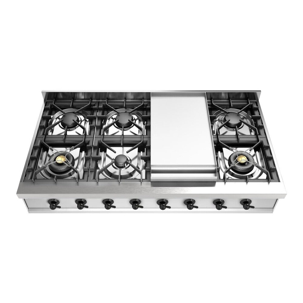 ILVE Nostalgie II 48 inch Built-In Gas Rangetop with Griddle, in Stainless Steel - UHCP48FNSSB