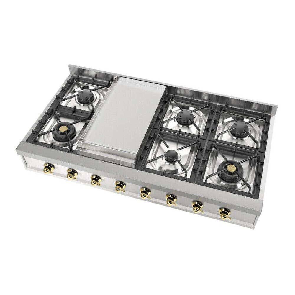ILVE Nostalgie II 48 inch Built-In Gas Rangetop with Griddle, in Stainless Steel - image 11