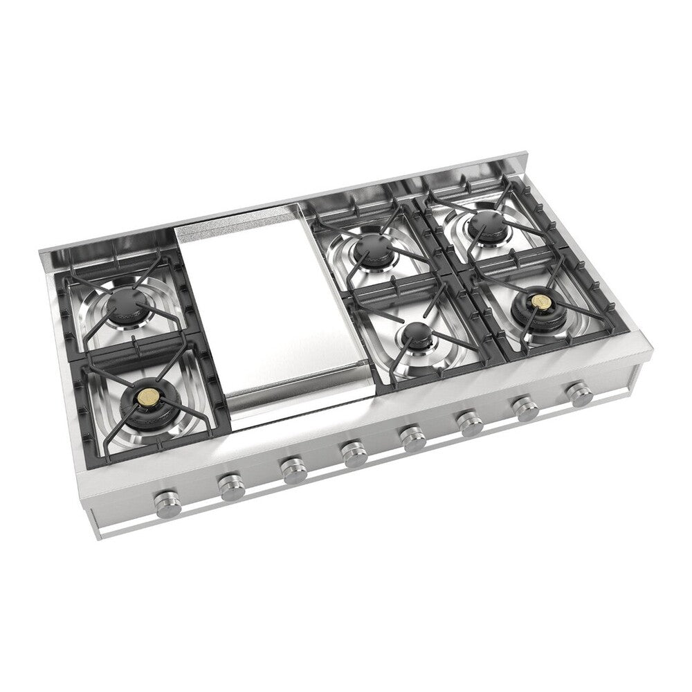 ILVE Professional Plus II 48 inch Built-In Gas Rangetop with Griddle, in Stainless Steel - image 4
