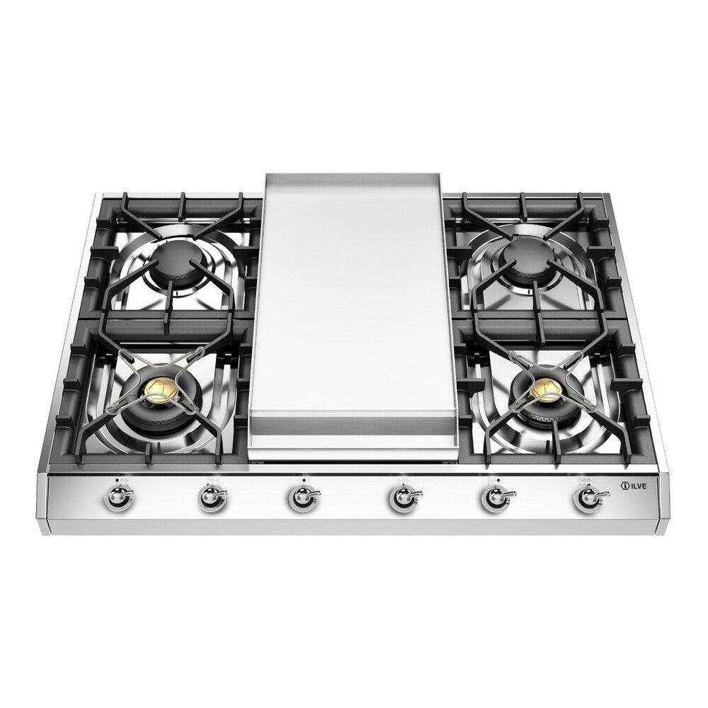 ILVE Nostalgie II 36 inch Gas Cooktop with Griddle, in Stainless Steel - image 6