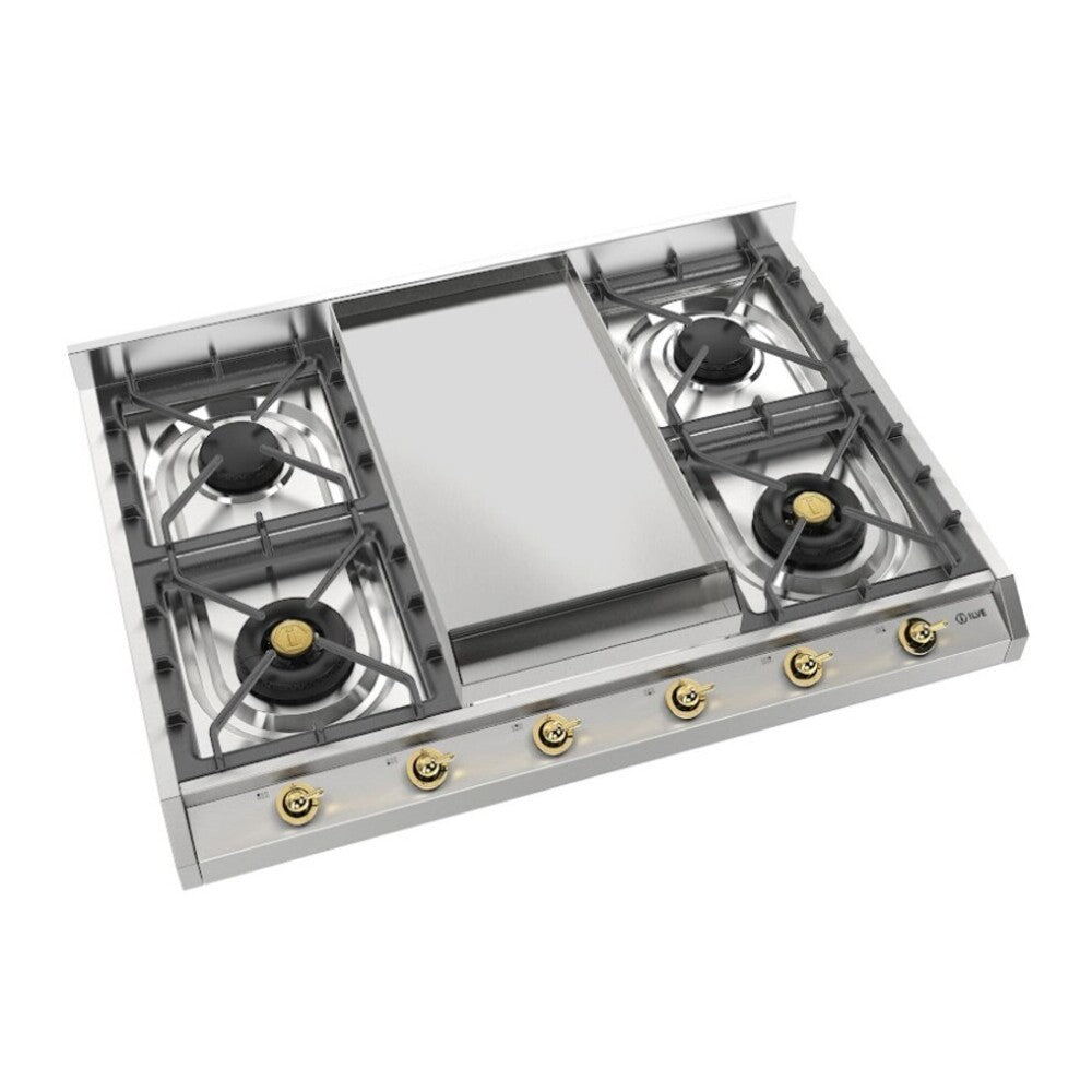 ILVE Nostalgie II 36 inch Gas Cooktop with Griddle, in Stainless Steel - image 8
