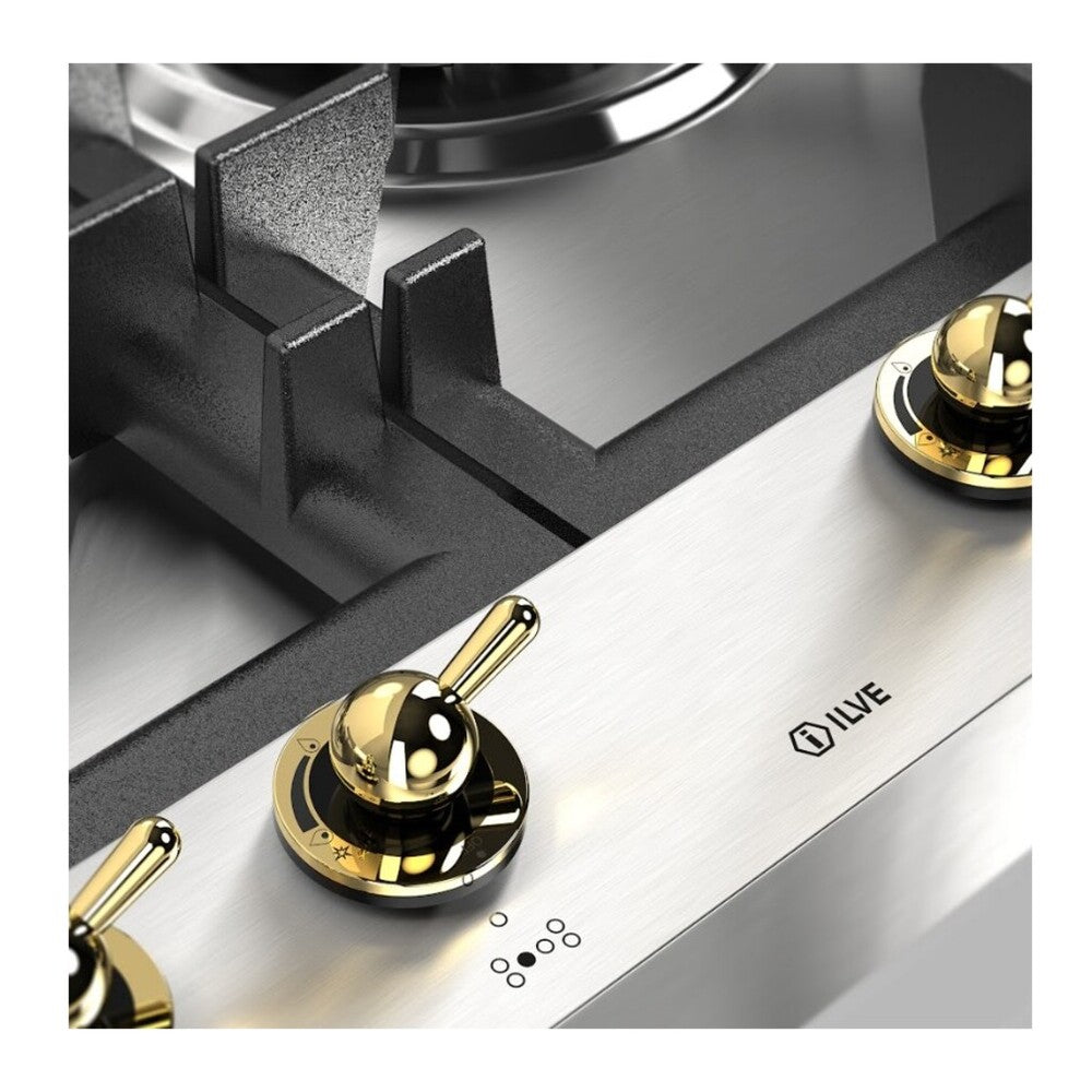ILVE Nostalgie II 48 inch Built-In Gas Cooktop with Total Black Brass Burners, in Stainless Steel - image 13