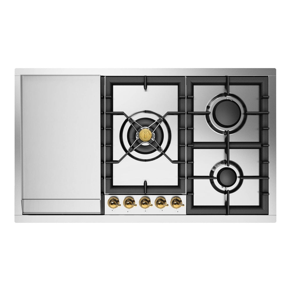 ILVE Nostalgie II 36 inch Built-In Gas Cooktop with Total Black Brass Burners, in Stainless Steel - image 3