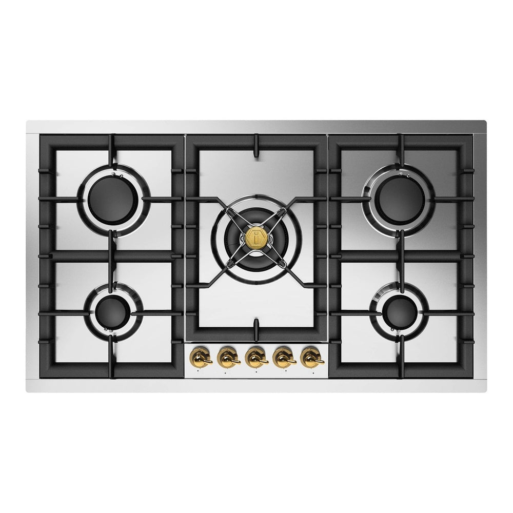 ILVE Nostalgie II 36 inch Built-In Gas Cooktop with Total Black Brass Burners, in Stainless Steel - image 2